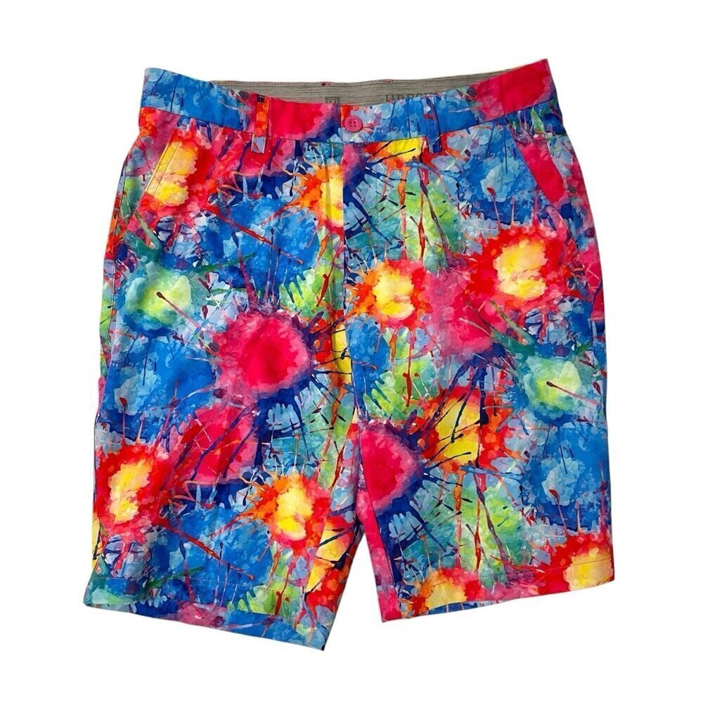 HRESKI Colorful Bright Vibrant Unique Golf Shorts Spring Summer Vacation size 32